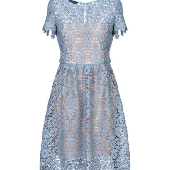 BNWT Emporio Armani Macrame Short-Sleeved Midi Blue Lace Dress - Picture 11 of 12
